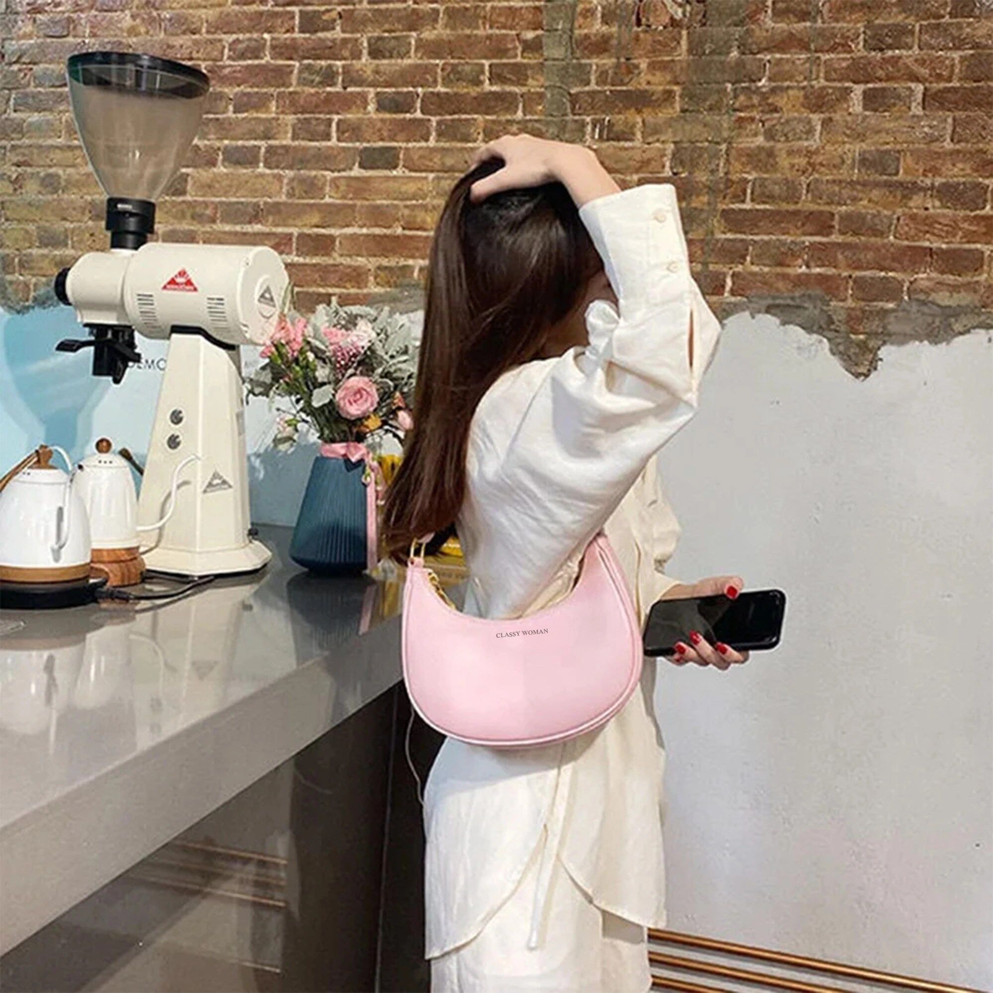 milly small pink model 1 Milly Small Tote Shoulder Bag - Image 1